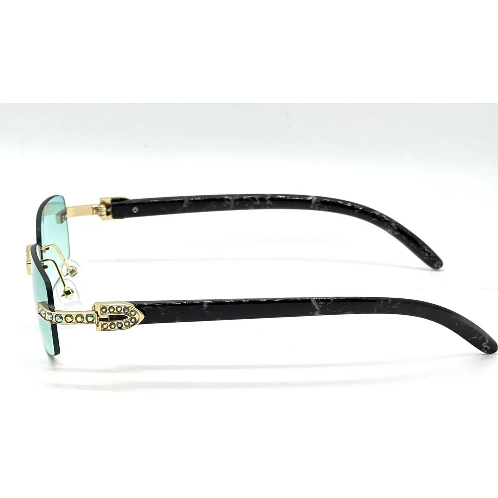 Green Gradient Lens Sunglasses Men Gold Tone Sophisticated Bling Rapper 2025 Rap